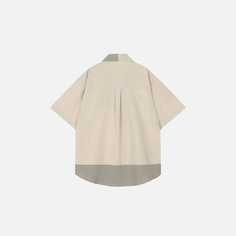 Chemise à Manches Courtes avec Empiècement Asymétrique et Fermeture Éclair