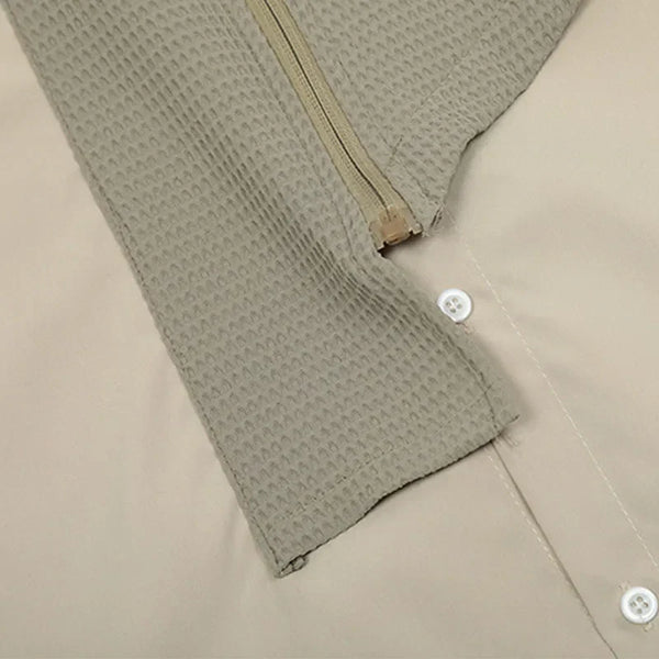 Chemise à Manches Courtes avec Empiècement Asymétrique et Fermeture Éclair