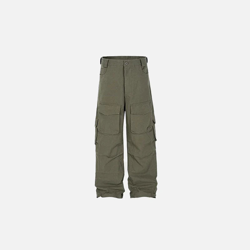 Pantalon Cargo Large à Poches Multiples en Coton Robuste