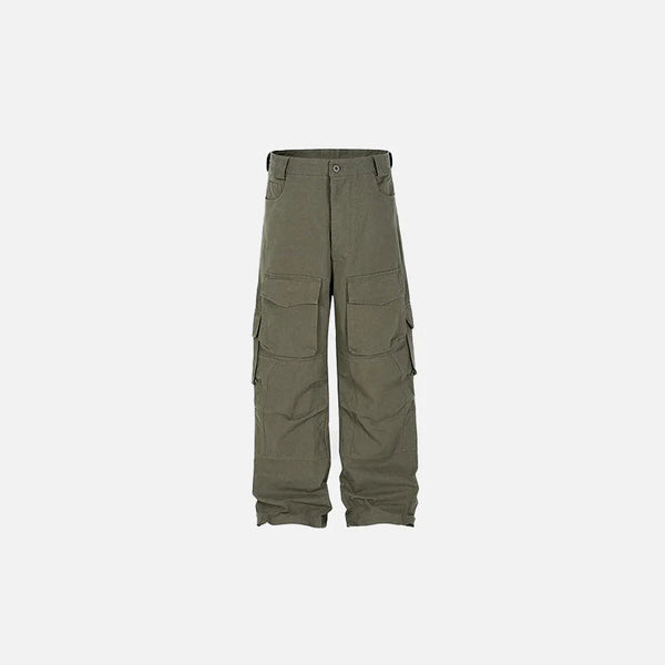 Pantalon Cargo Large à Poches Multiples en Coton Robuste