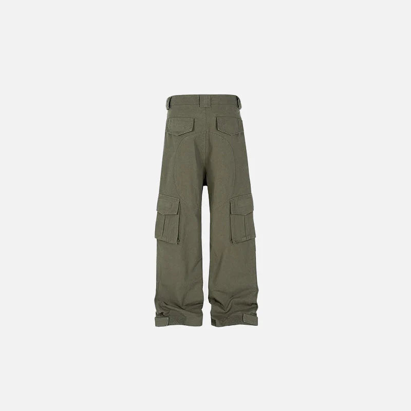 Pantalon Cargo Large à Poches Multiples en Coton Robuste
